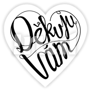 Děkuju vám ve tvaru srdce jako typografie.