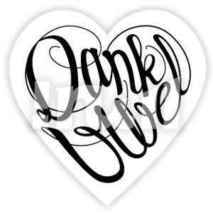 hartvormig dank u wel als typografie