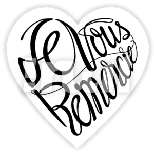Je vous remercie en forme de cœur comme typographie