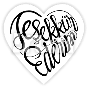 kalp şeklinde teşekkür ederim yazısı tipografisi.